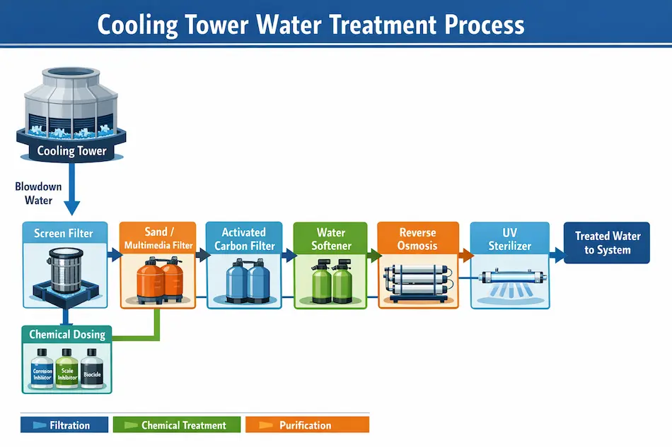 مراحل تصفیه آب کولینگ تاور